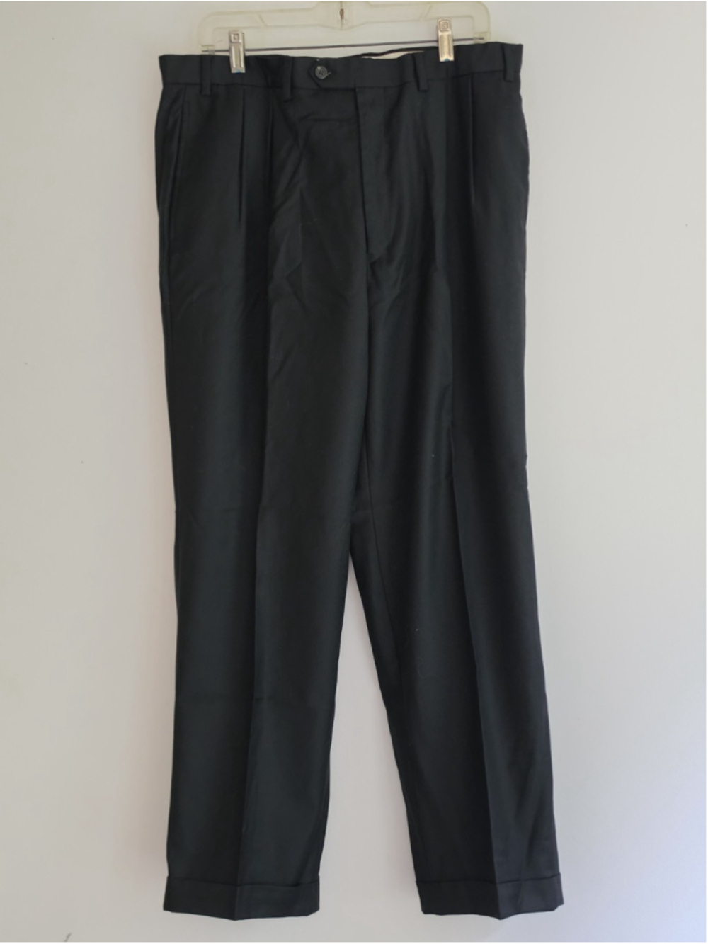 Ralph Lauren Wool Cashmere Pleated Cuffed Dress Pants Black 36x30 Tag 34x29